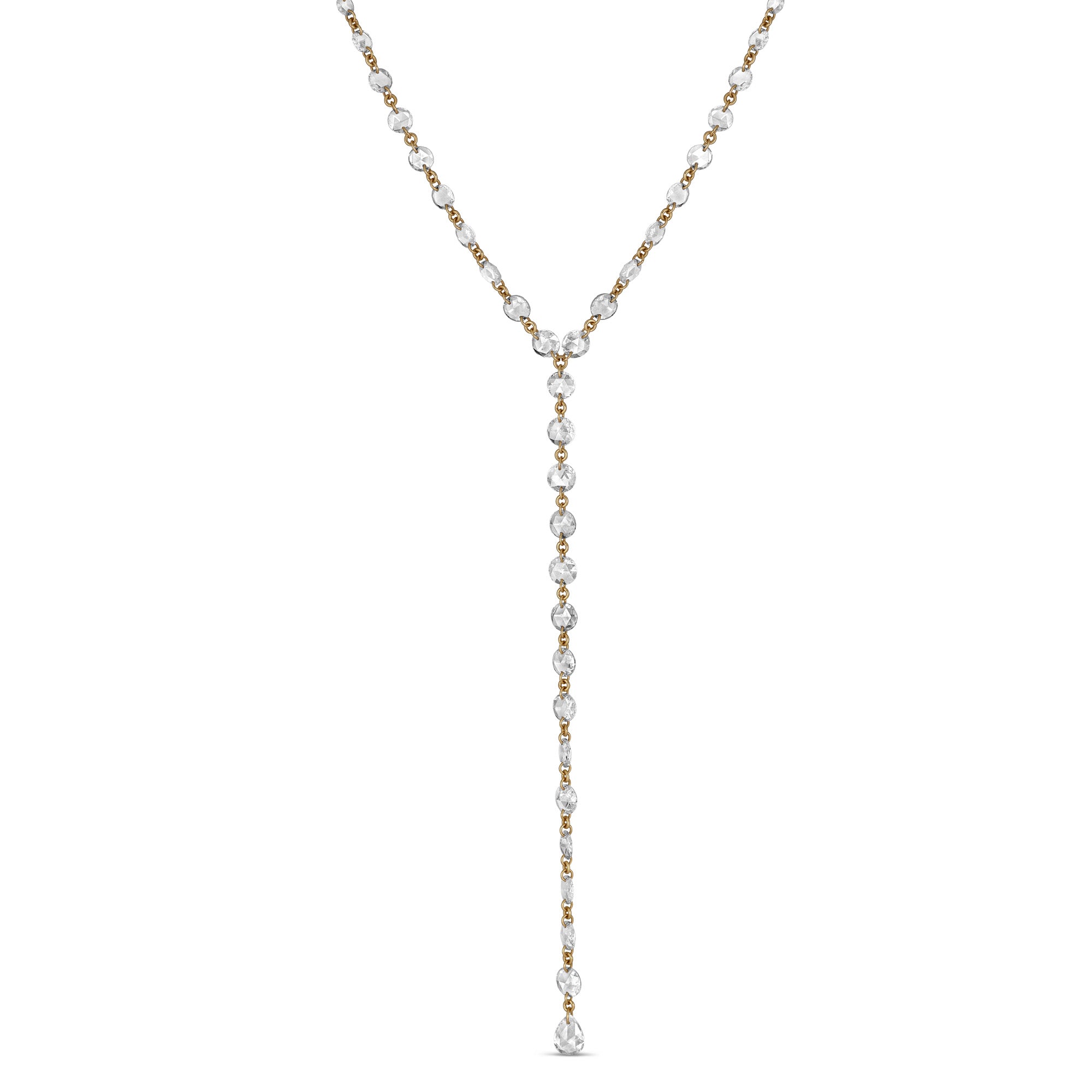 Rose Cut Diamond lariat set in 18k gold