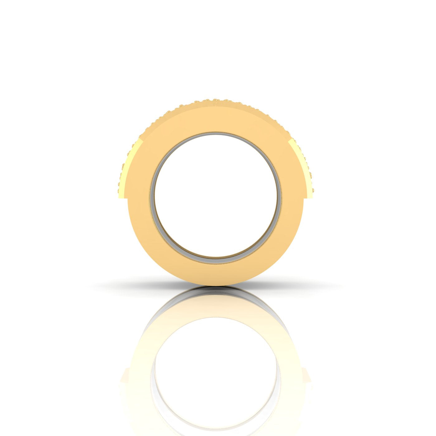Smartring Jacket Yellow Gold ring with embedded diamonds on a white background Side