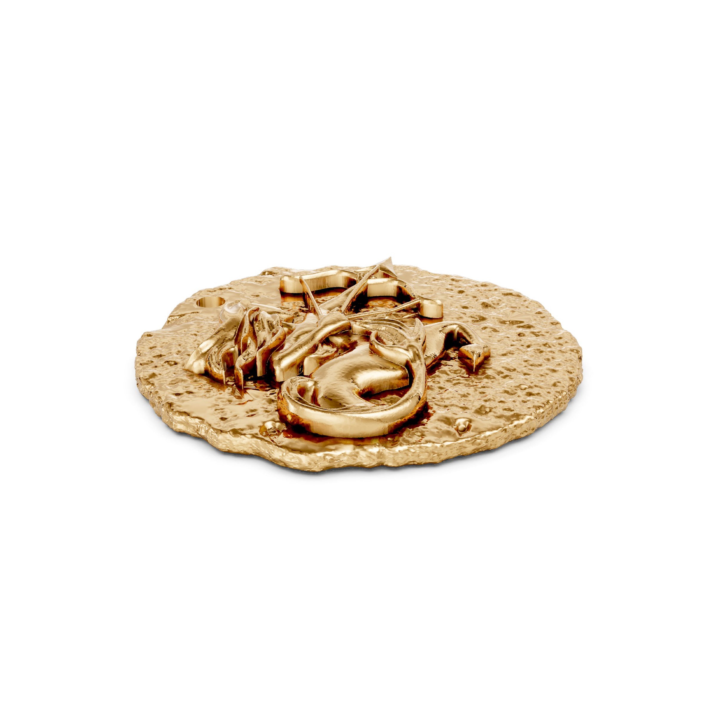 Gold Saggitarius zodiac pendant with Sagittarius design on a white background