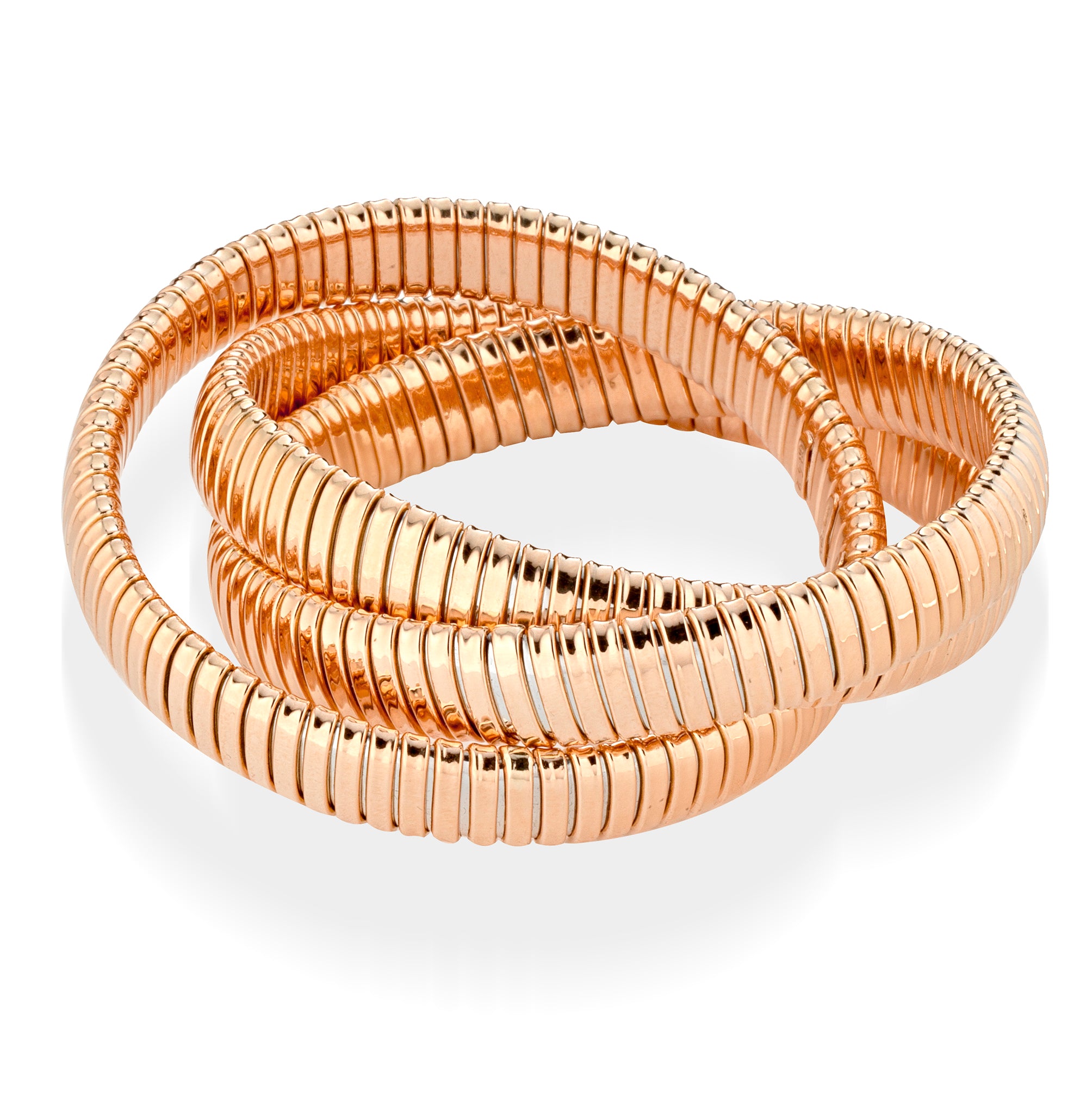 18K Rose Gold three strand tubogas bracelet from the Eleuthera Zo. Petite 10MM