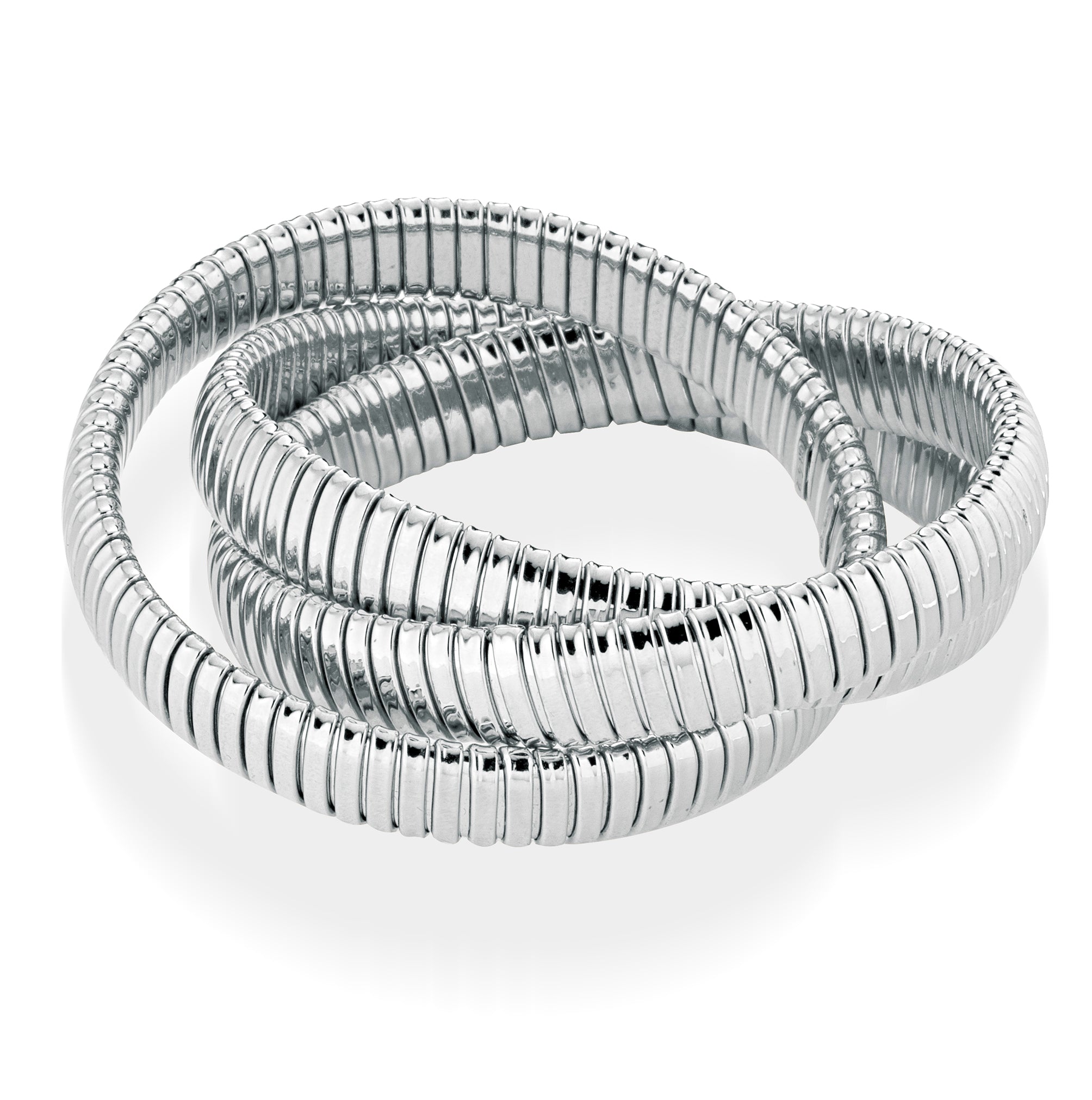 18K White Gold three strand tubogas bracelet from the Eleuthera Zo. Petite 10MM