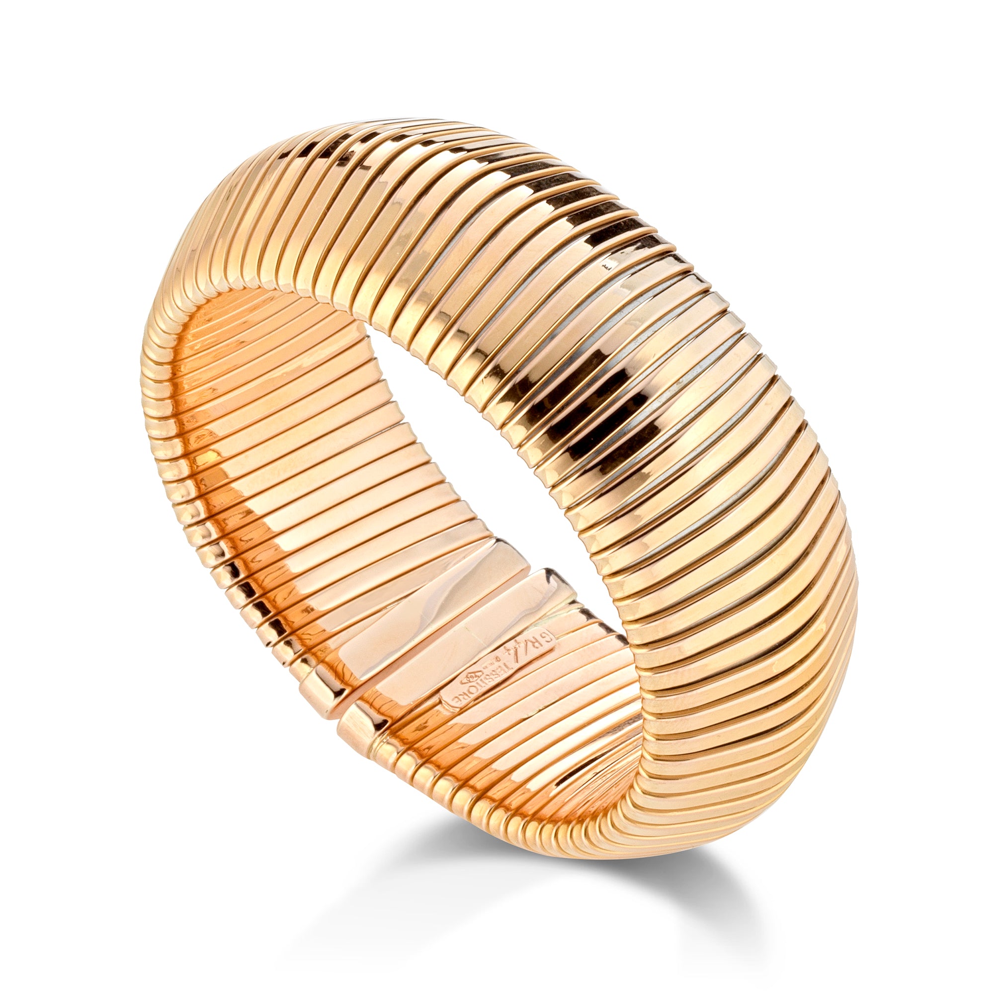 18K Rose Gold Bold Tubogas Cuff Bracelet.