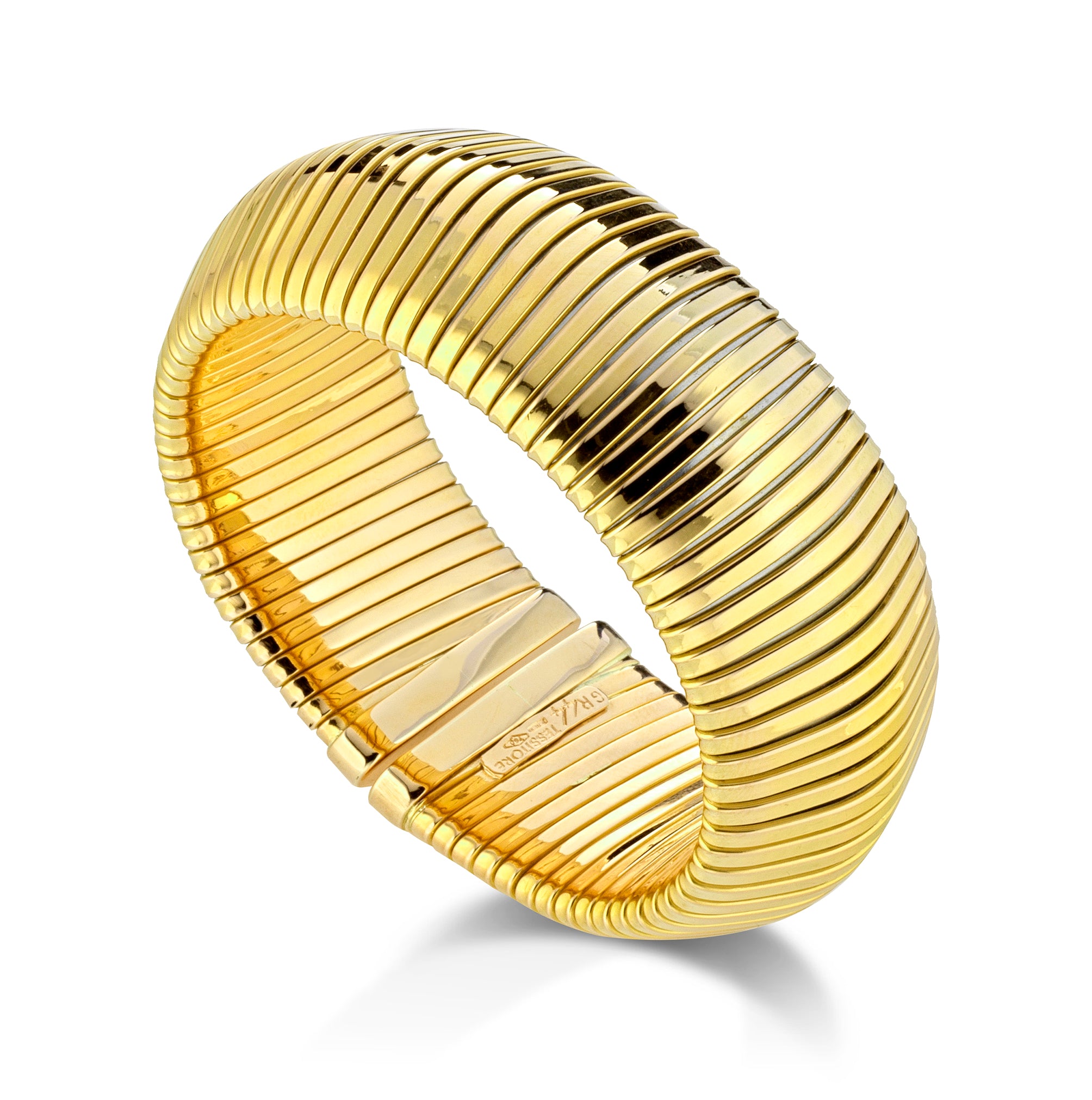 18K Yellow Gold Bold Tubogas Cuff Bracelet.