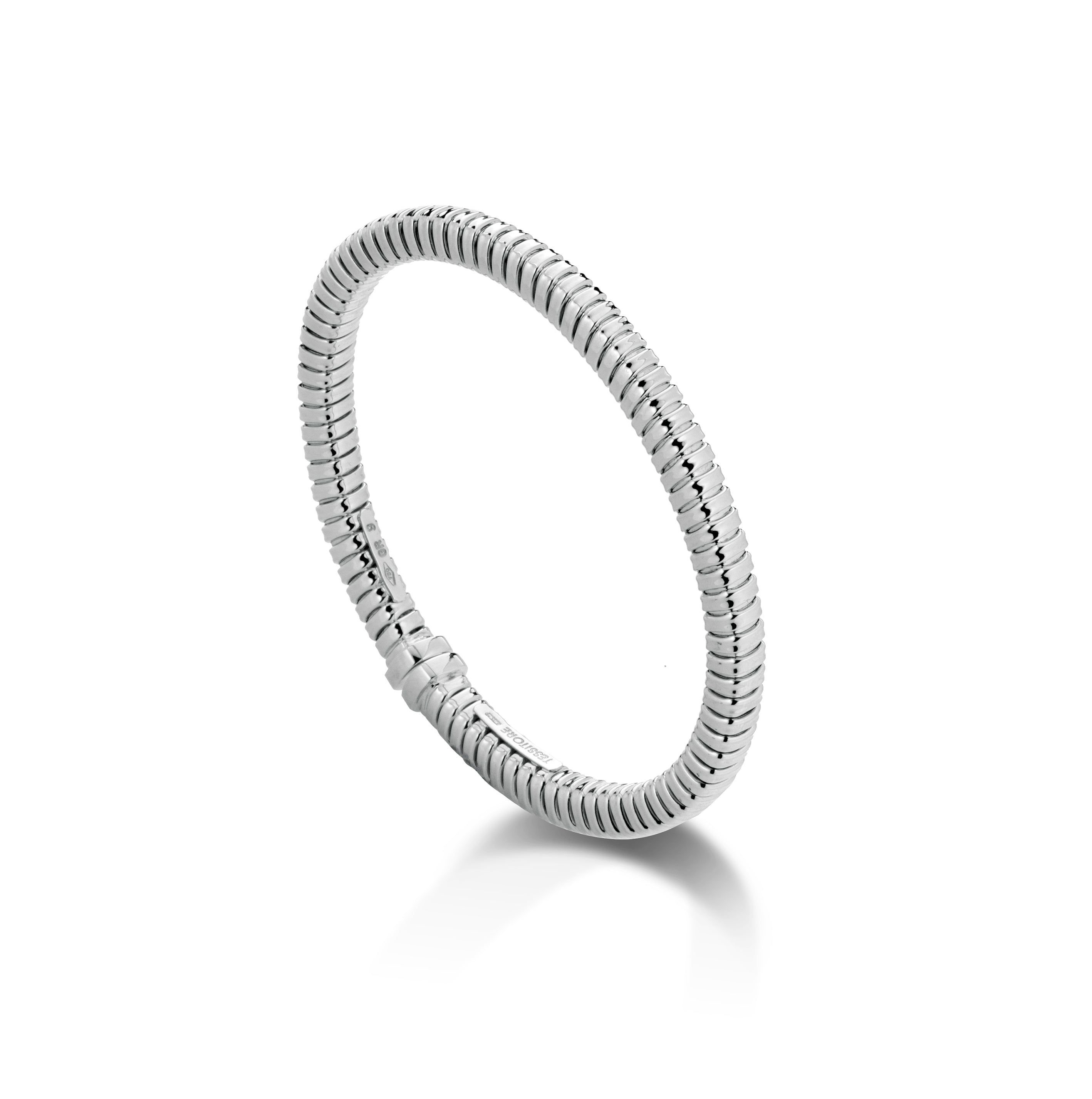 18k White Gold Tubogas Cuff Bracelet.