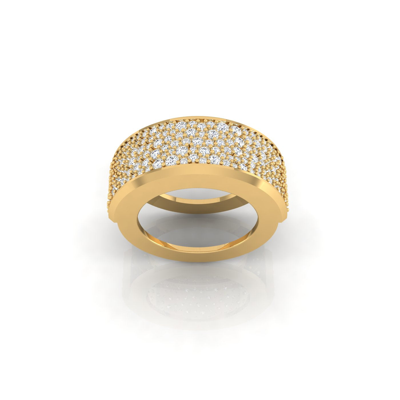 Smartring Jacket Yellow Gold ring with embedded diamonds on a white background