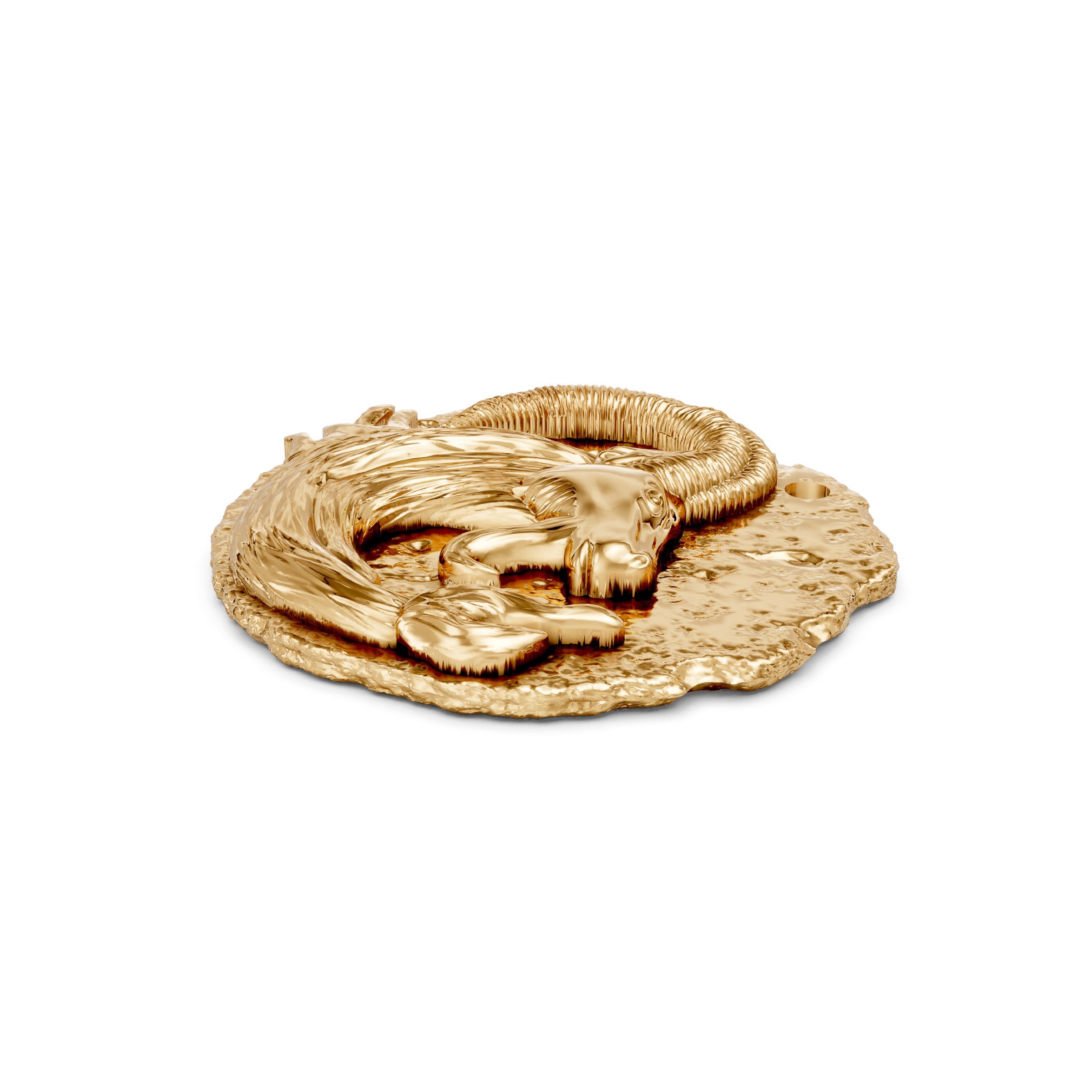 Gold zodiac Capricorn pendant with ram design on a white background