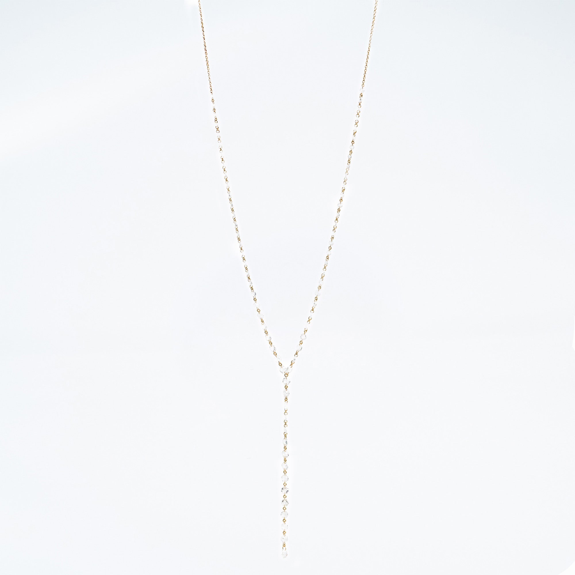 Rose Cut Diamond lariat set in 18k gold 