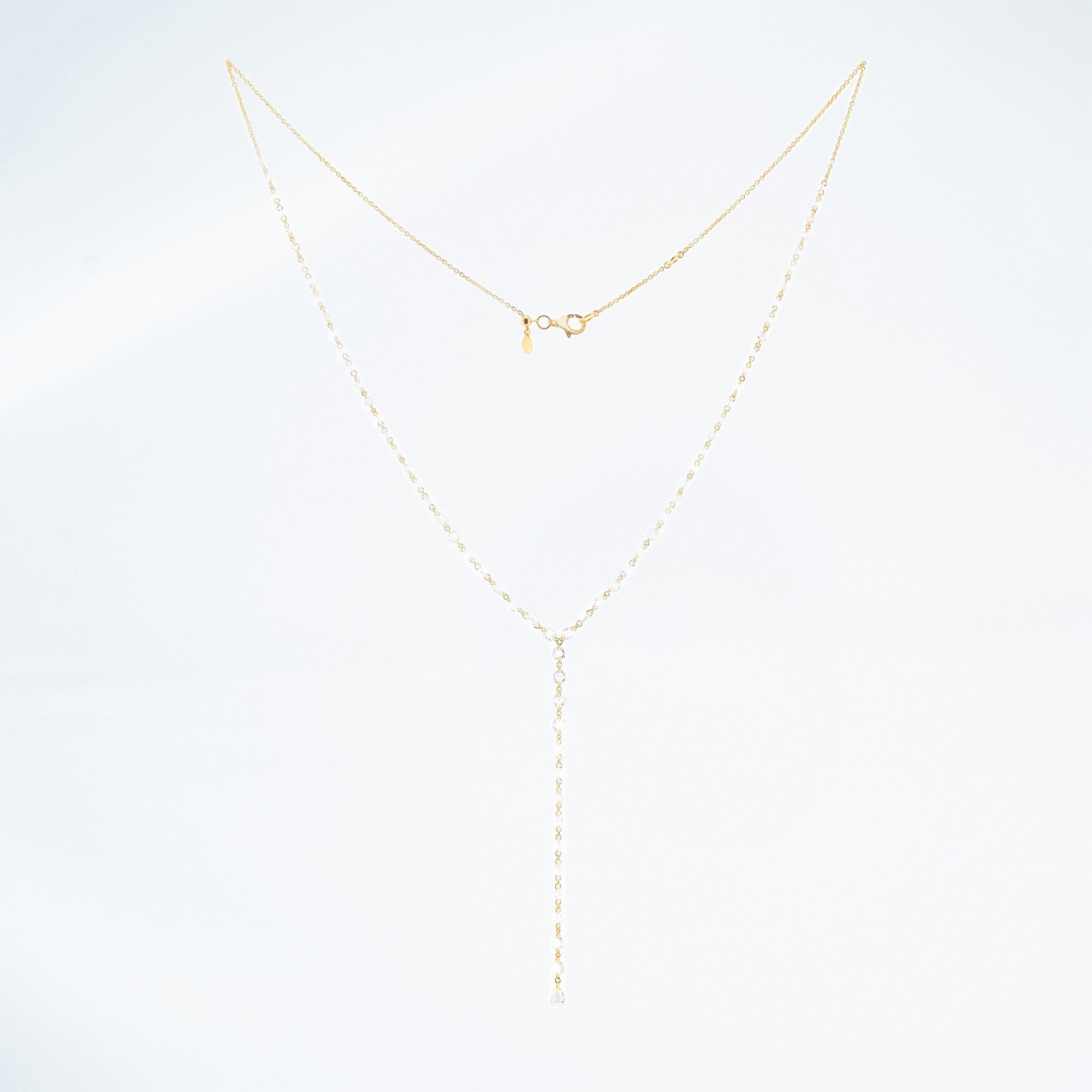 Rose Cut Diamond lariat set in 18k gold 