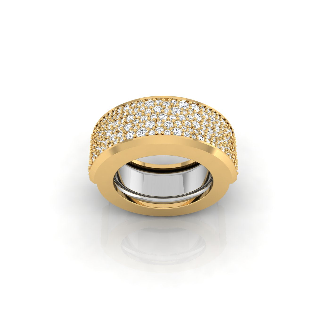 Smartring Jacket Yellow Gold ring with embedded diamonds on a white background