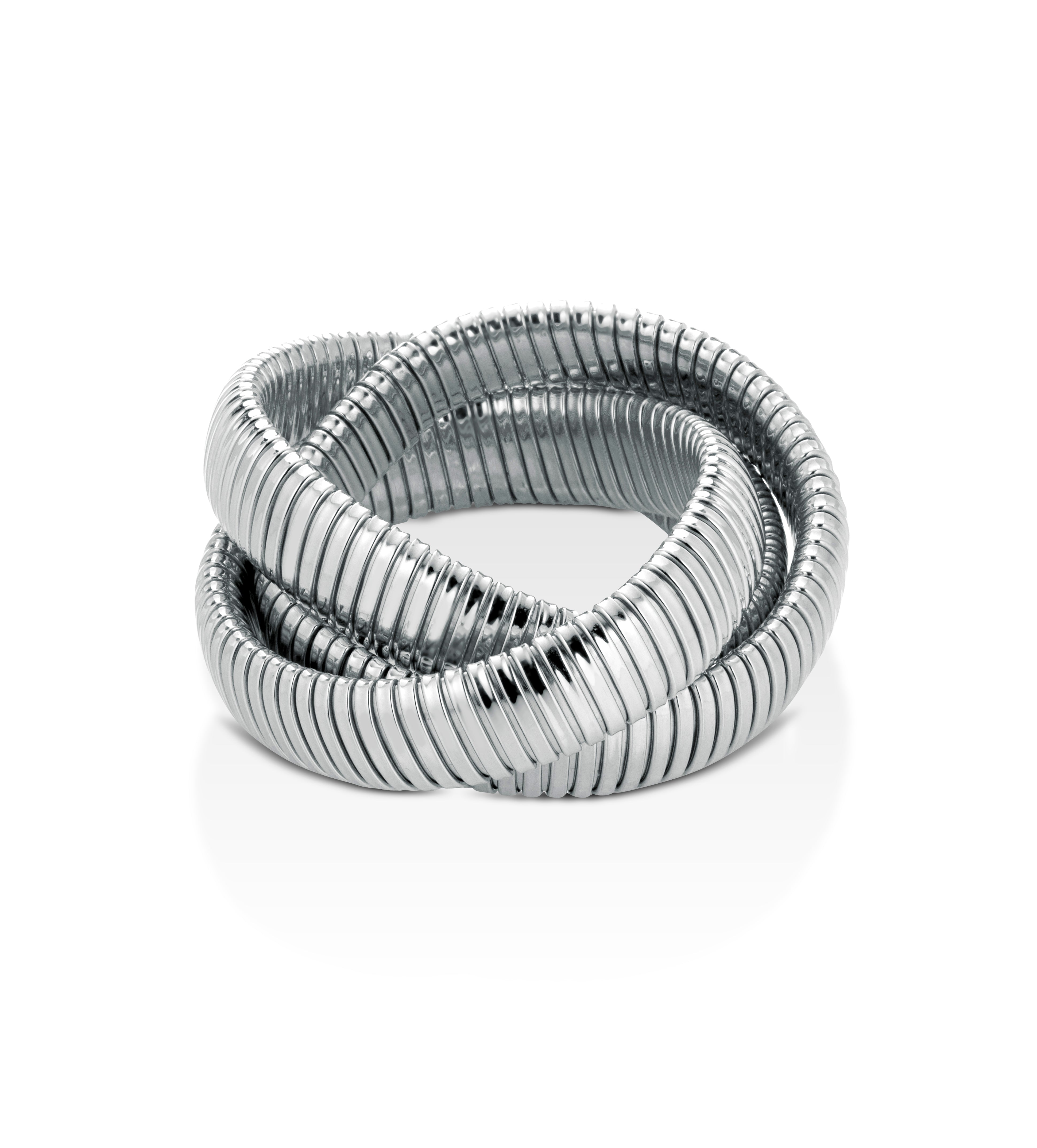 18K White Gold three strand Tubogas Bracelet from the Eleuthera Zo.  15MM