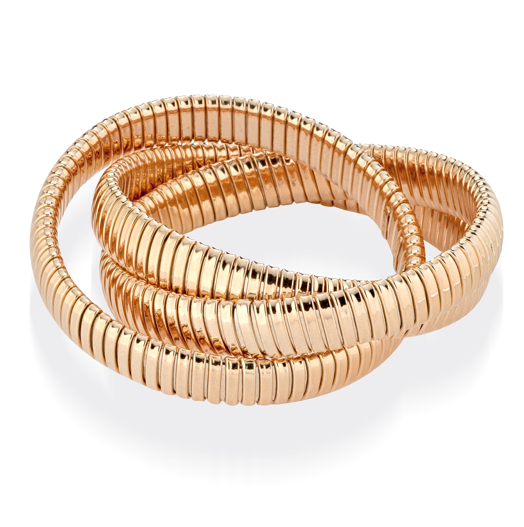 18K Rose Gold three strand tubogas bracelet from the Eleuthera Zo.  Petite 10MM